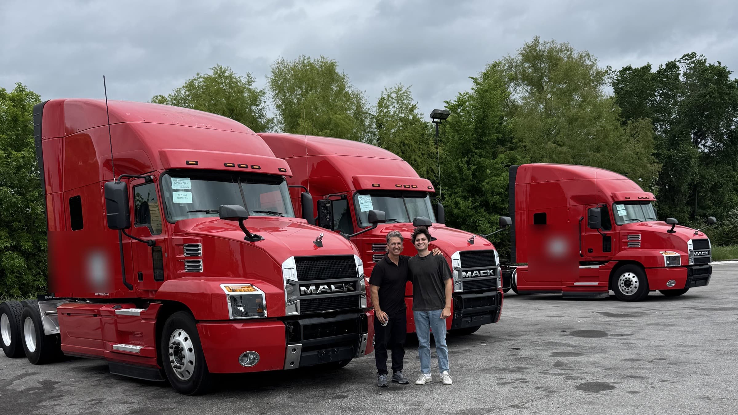 Three Mack semi trucks secured for an OTR Consulting 3-truck program